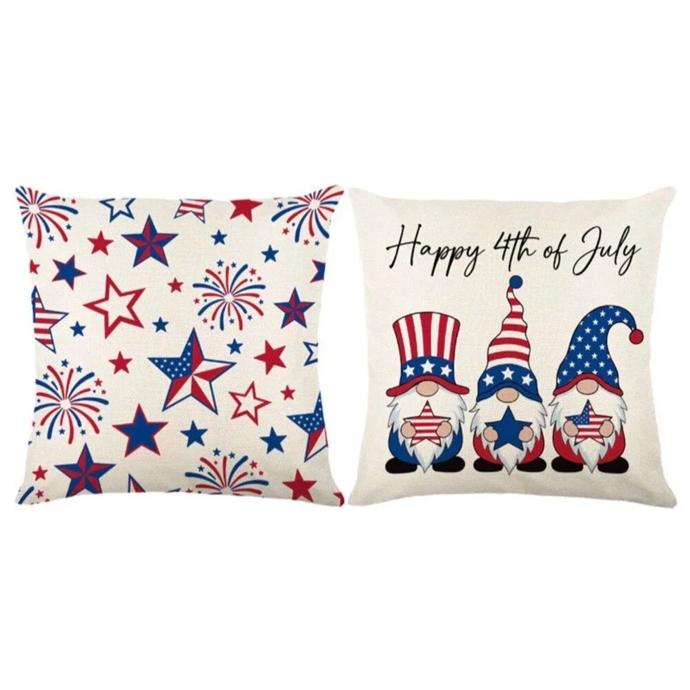 USA Patriotic 4th Of July Pillow Cover Set America 250 Decor Stars Fireworks NEW
